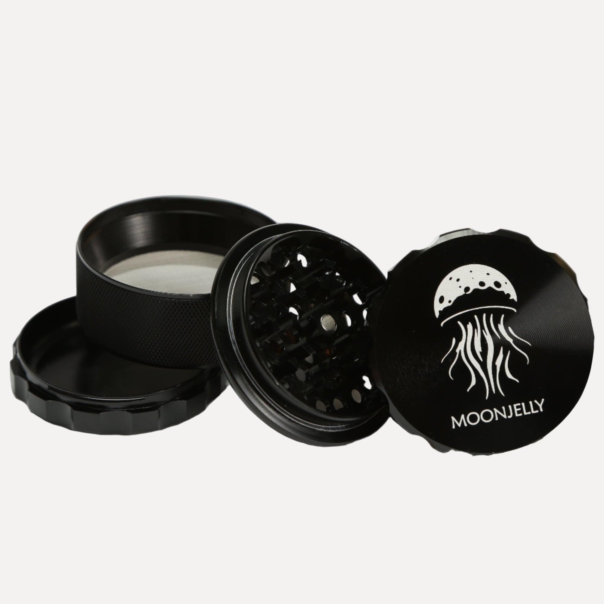 Black grinder with Moon jelly logo