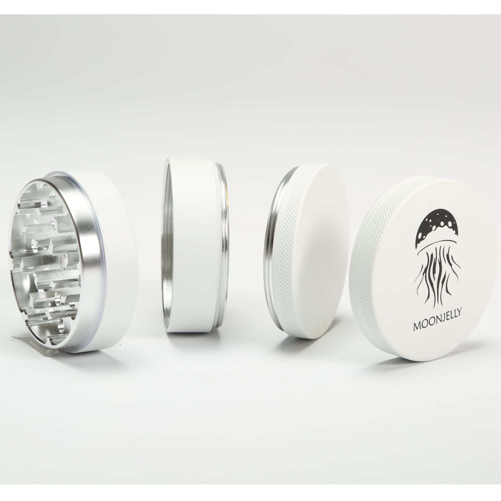 silver grinder with white featuring &