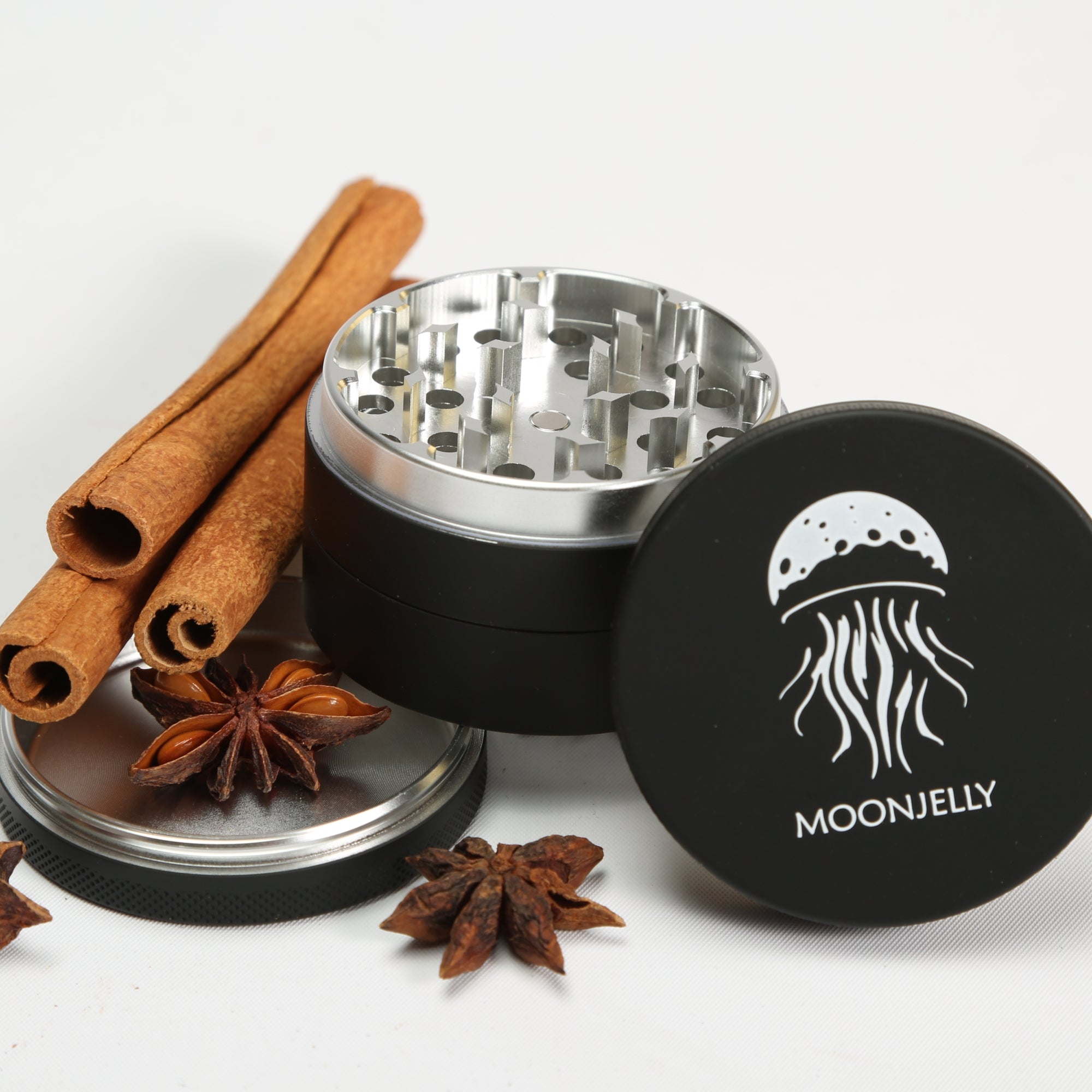 Black herb grinder with &
