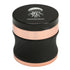 Black and rose gold grinder with Moonjelly logo on a white background 